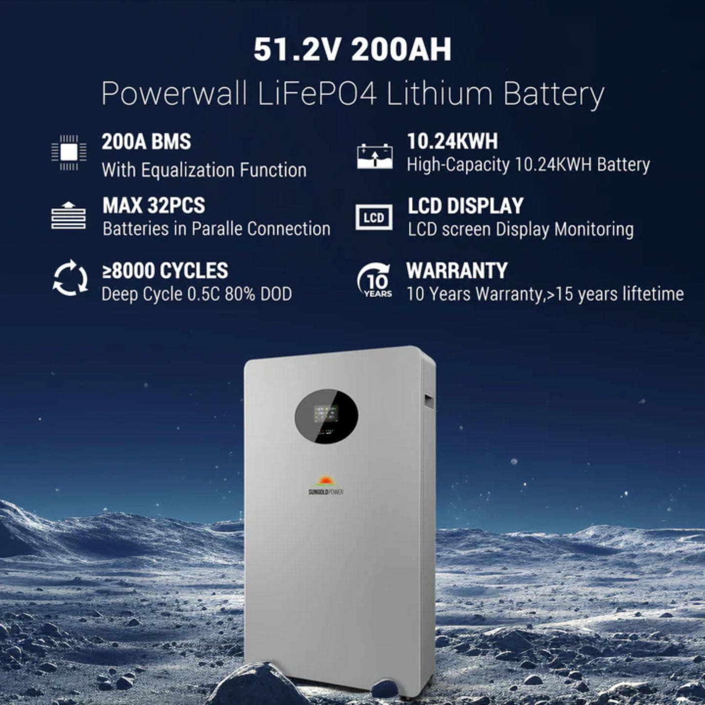 Powerwall X Lithium Battery 51.2V 200AH SG48200T
