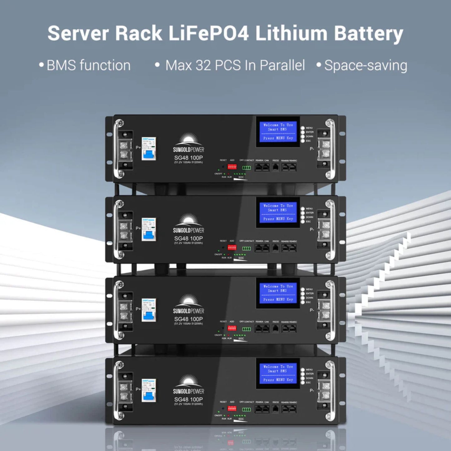 48V 100AH Server Rack LiFePO4 Lithium Battery SG48100P UL1973 UL9540A