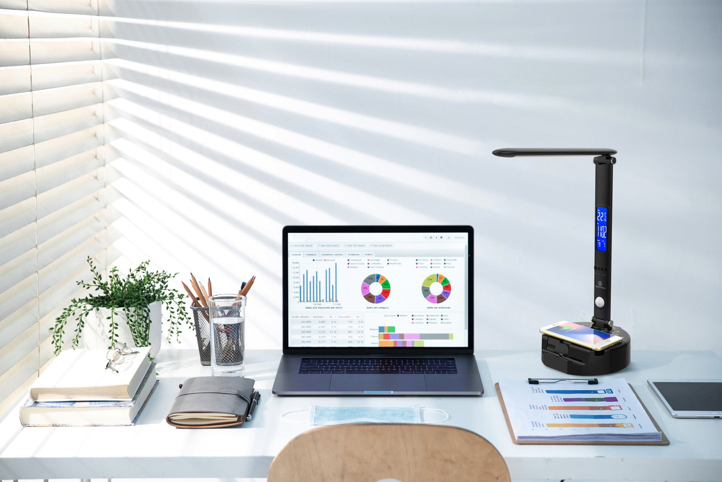 Lumicharge III | LED Desk Lamp + Wireless Charger+ Bluetooth Speaker & App-Controls