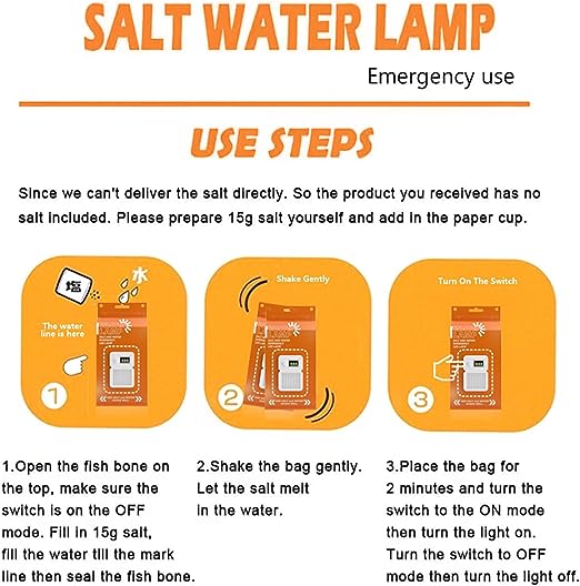 Emergency Light Salt Water Lamp, No Battery Required Portable Lantern for Hiking,Camping Essentials Survival Gear Outdoor Lamp for Power Outages Outdoor Activities Night Fishing Camping