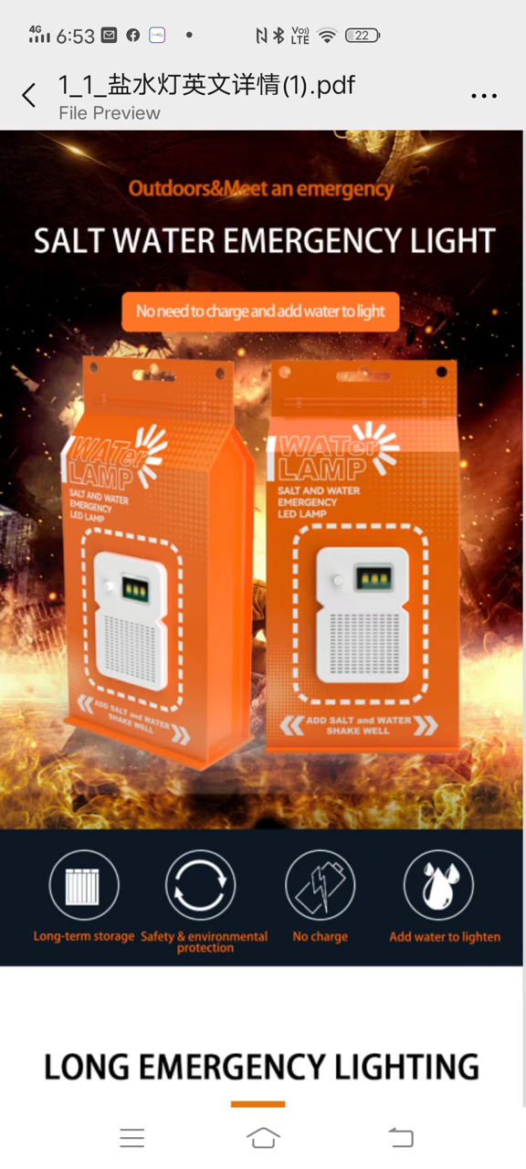 Emergency Light Salt Water Lamp, No Battery Required Portable Lantern for Hiking,Camping Essentials Survival Gear Outdoor Lamp for Power Outages Outdoor Activities Night Fishing Camping