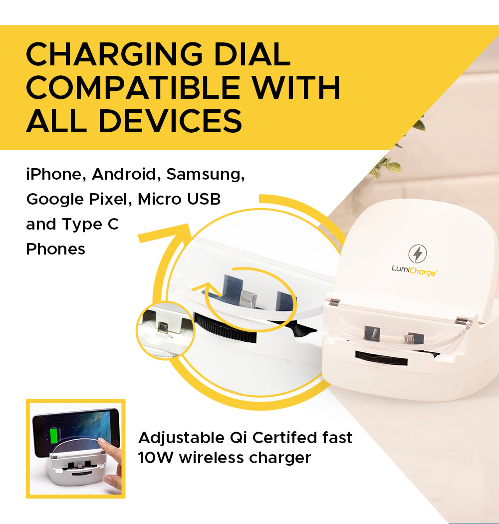 Lumicharge UD- iPhone 16, 15, 14, 13, 12, X and Android Charger - Adjustable Fast Wireless Charger