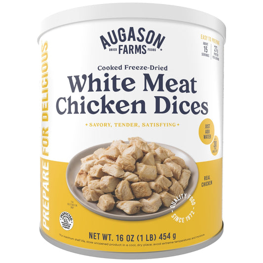 Cooked Freeze Dried White Meat Chicken Dices Can, 15 Servings