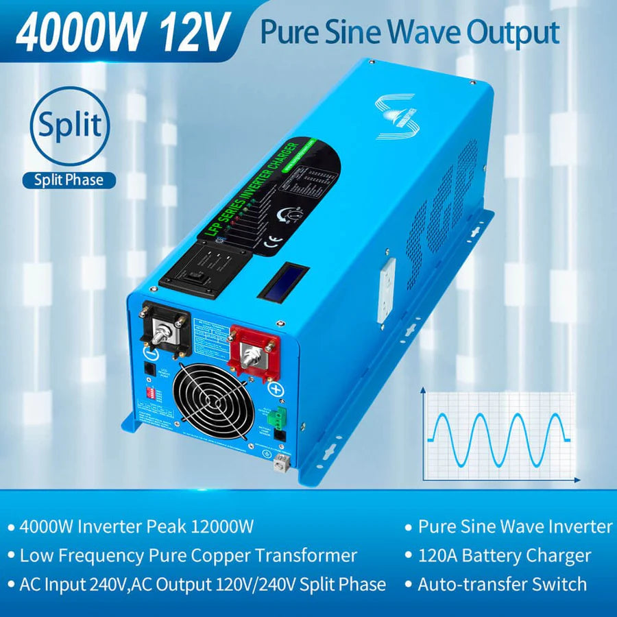 4000W DC 12V Split Phase Pure Sine Wave Inverter With Charger