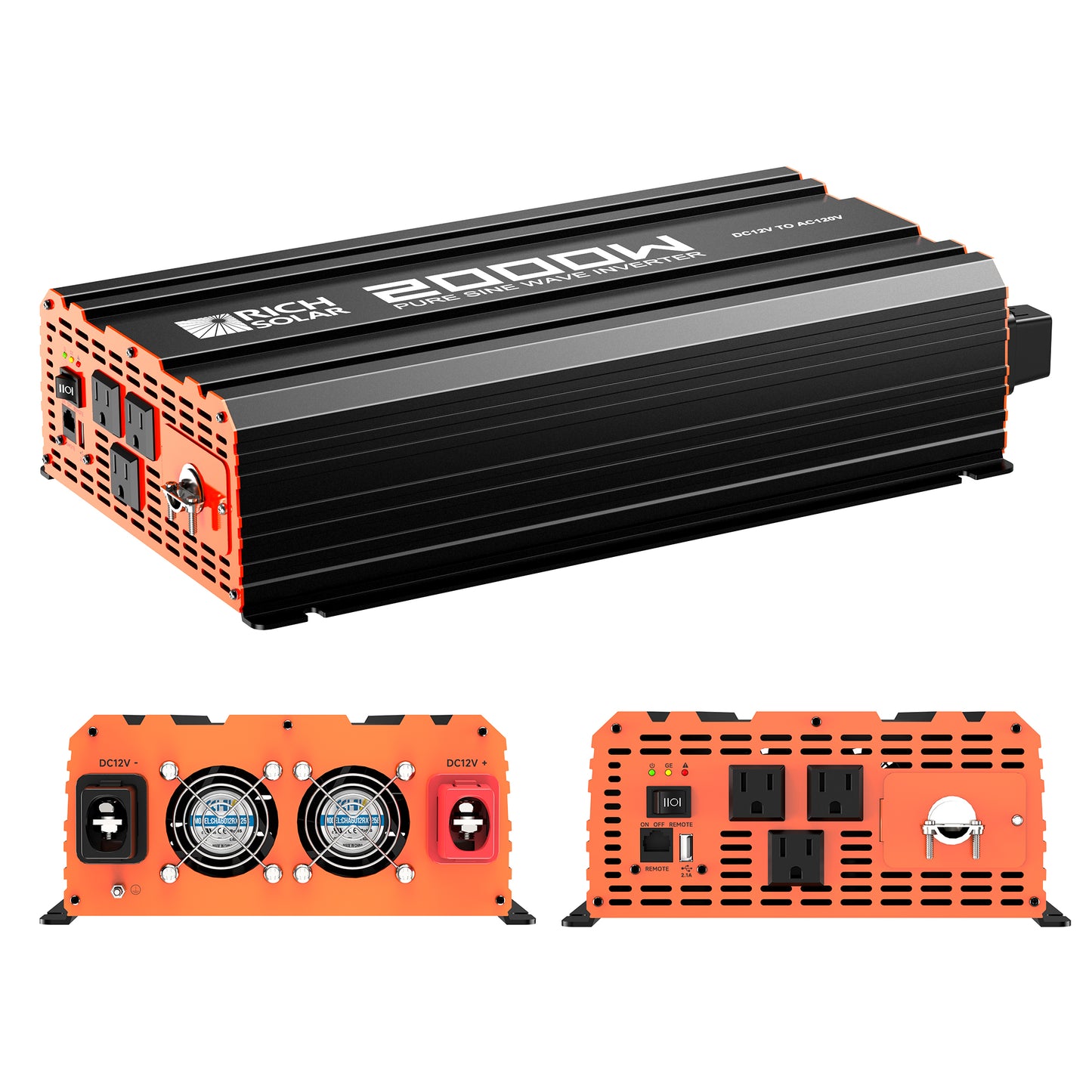 NOVA PURE 2K | 2000 Watt (2kW) 12 Volt Industrial Pure Sine Wave Inverter | Powerful 2000W 12V Off-Grid Inverter for RVs, Trailers, Campers, Vans, Trucks, Overlanders, Boats