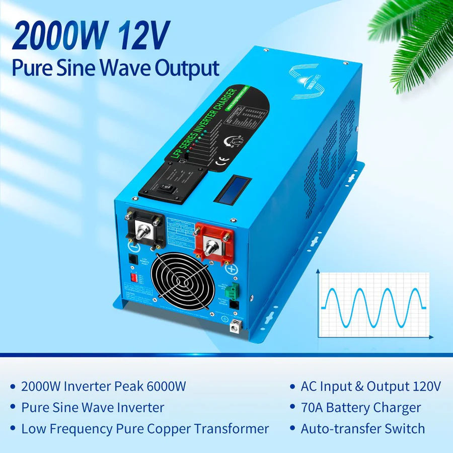 2000W DC 12V Pure Sine Wave Inverter With Charger