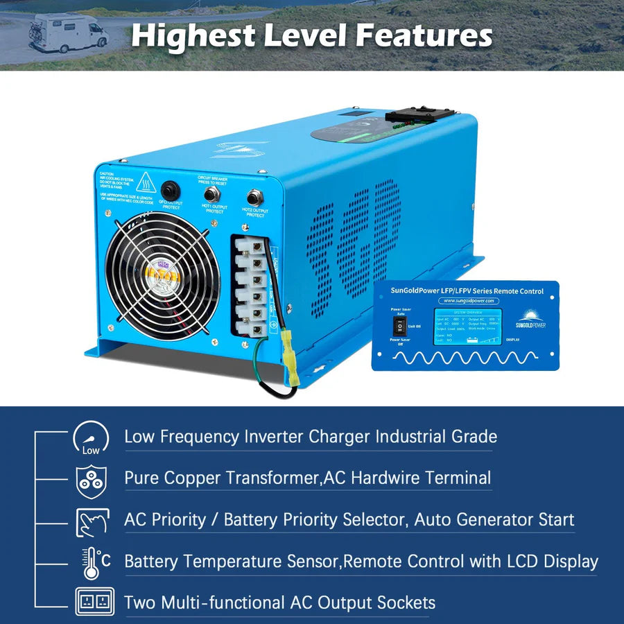 6000W DC 24V/ 48V Split Phase Pure Sine Wave Inverter With Charger