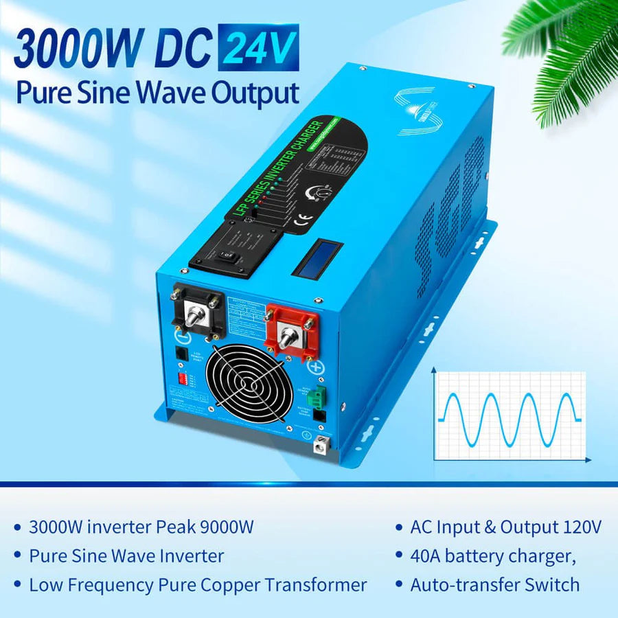 3000W DC 24V Pure Sine Wave Inverter With Charger