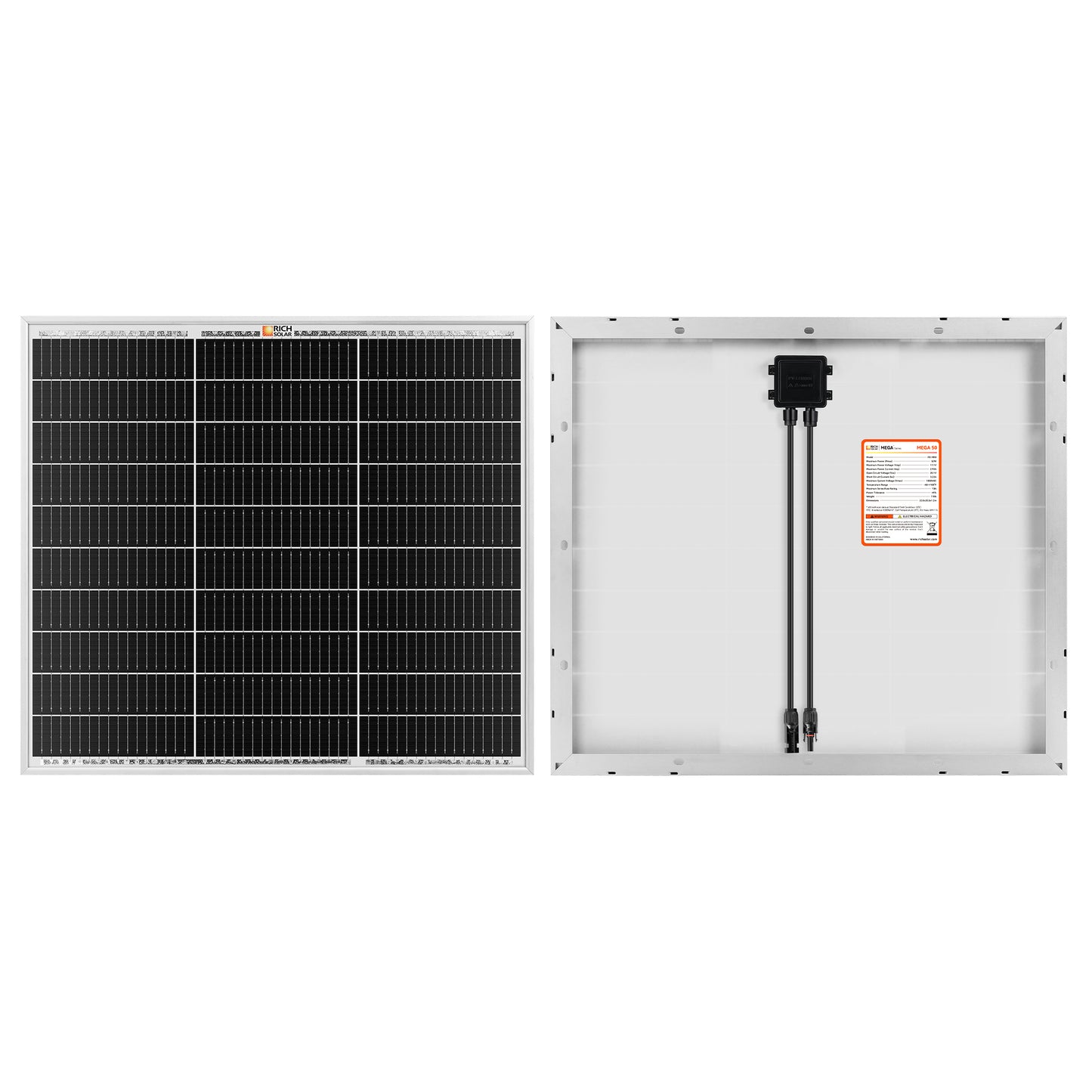 MEGA 50 | 50 Watt Solar Panel | Compact 12V Off-Grid Solar Panel for Boats, Vans, Trailers | 25-Year Output Warranty | UL Certified