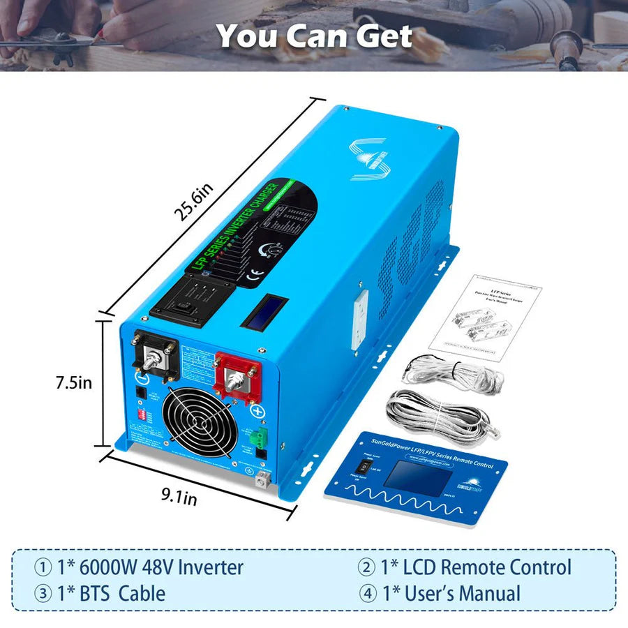 6000W DC 24V/ 48V Split Phase Pure Sine Wave Inverter With Charger