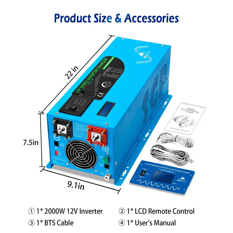 2000W DC 12V Pure Sine Wave Inverter With Charger