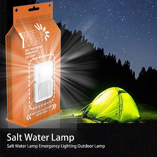 Emergency Light Salt Water Lamp, No Battery Required Portable Lantern for Hiking,Camping Essentials Survival Gear Outdoor Lamp for Power Outages Outdoor Activities Night Fishing Camping