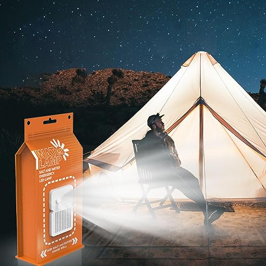 Emergency Light Salt Water Lamp, No Battery Required Portable Lantern for Hiking,Camping Essentials Survival Gear Outdoor Lamp for Power Outages Outdoor Activities Night Fishing Camping