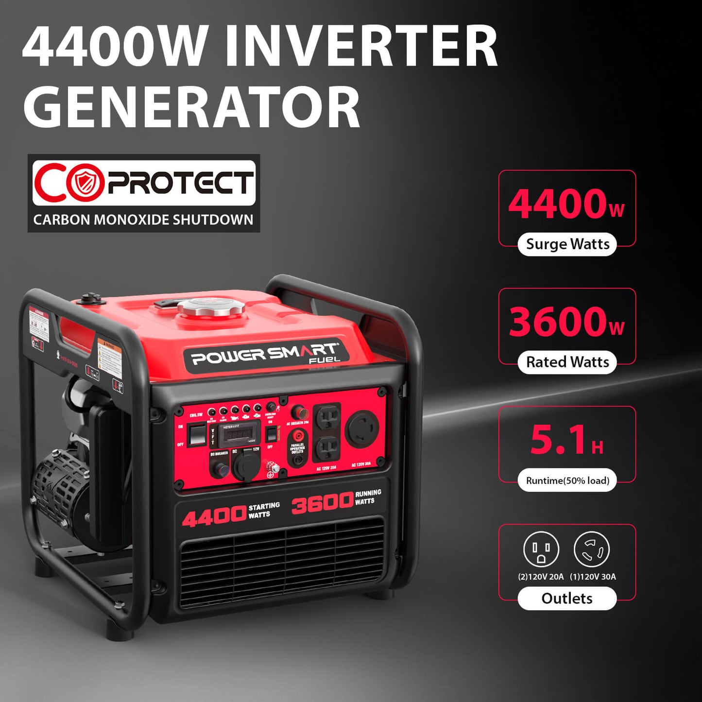 4400W Open Frame Inverter Generator w/ CO Alert DL5040C