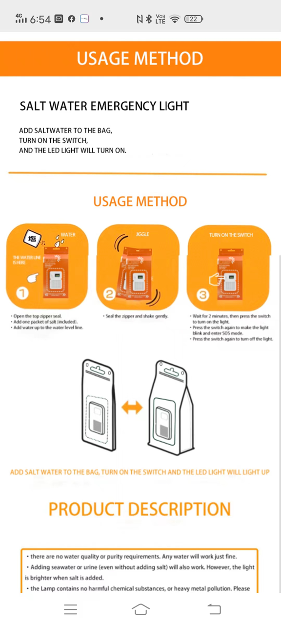 Emergency Light Salt Water Lamp, No Battery Required Portable Lantern for Hiking,Camping Essentials Survival Gear Outdoor Lamp for Power Outages Outdoor Activities Night Fishing Camping