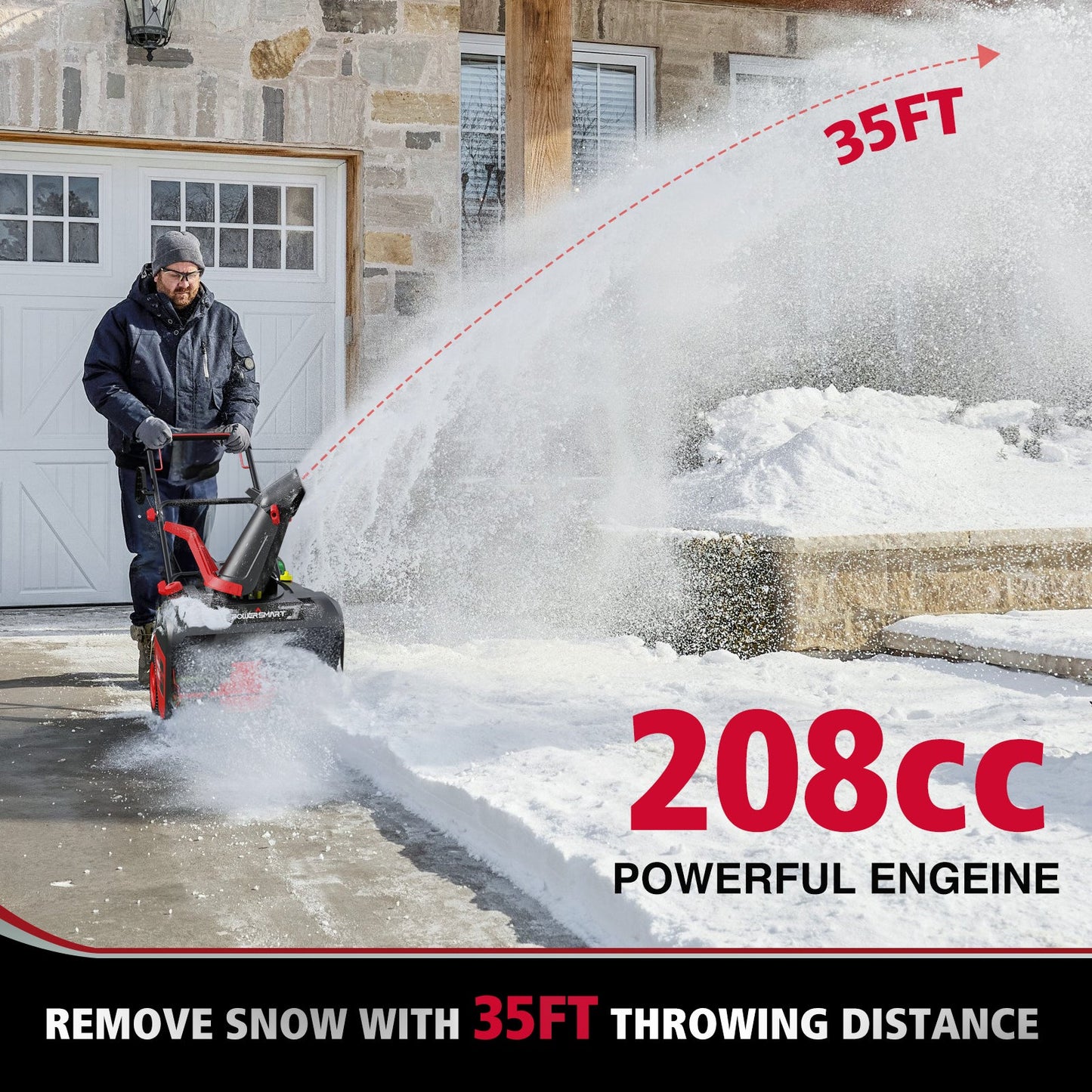 21'' 212cc Single Stage Gas Snow Blower w/ Electric Start w/ LED light MB7006B