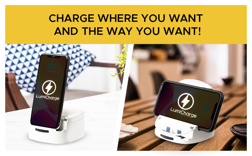 Lumicharge UD- iPhone 16, 15, 14, 13, 12, X and Android Charger - Adjustable Fast Wireless Charger