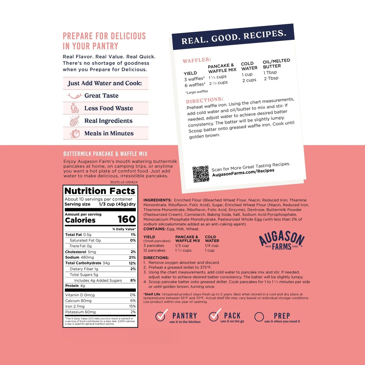 Buttermilk Pancake & Waffle Mix Pouch, 10 Servings