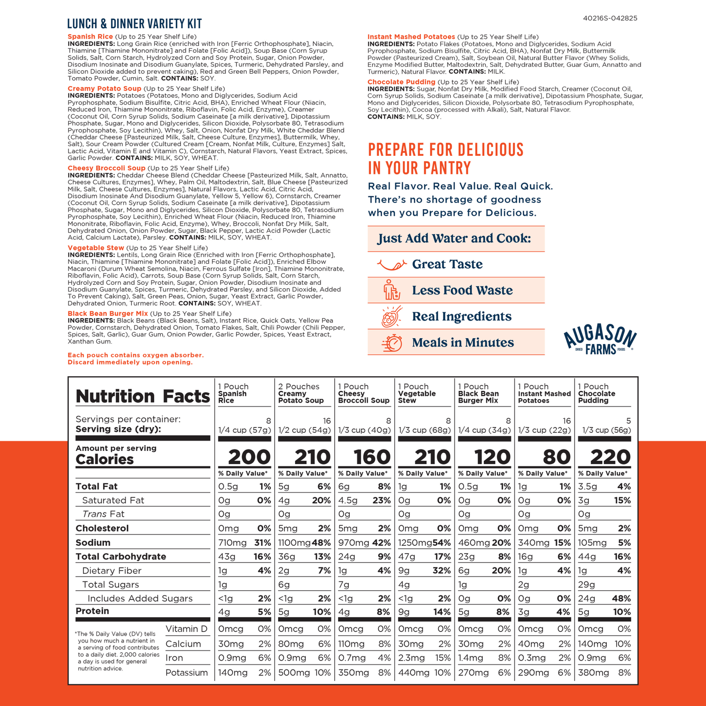 Lunch and Dinner Variety Pail, 122 Servings