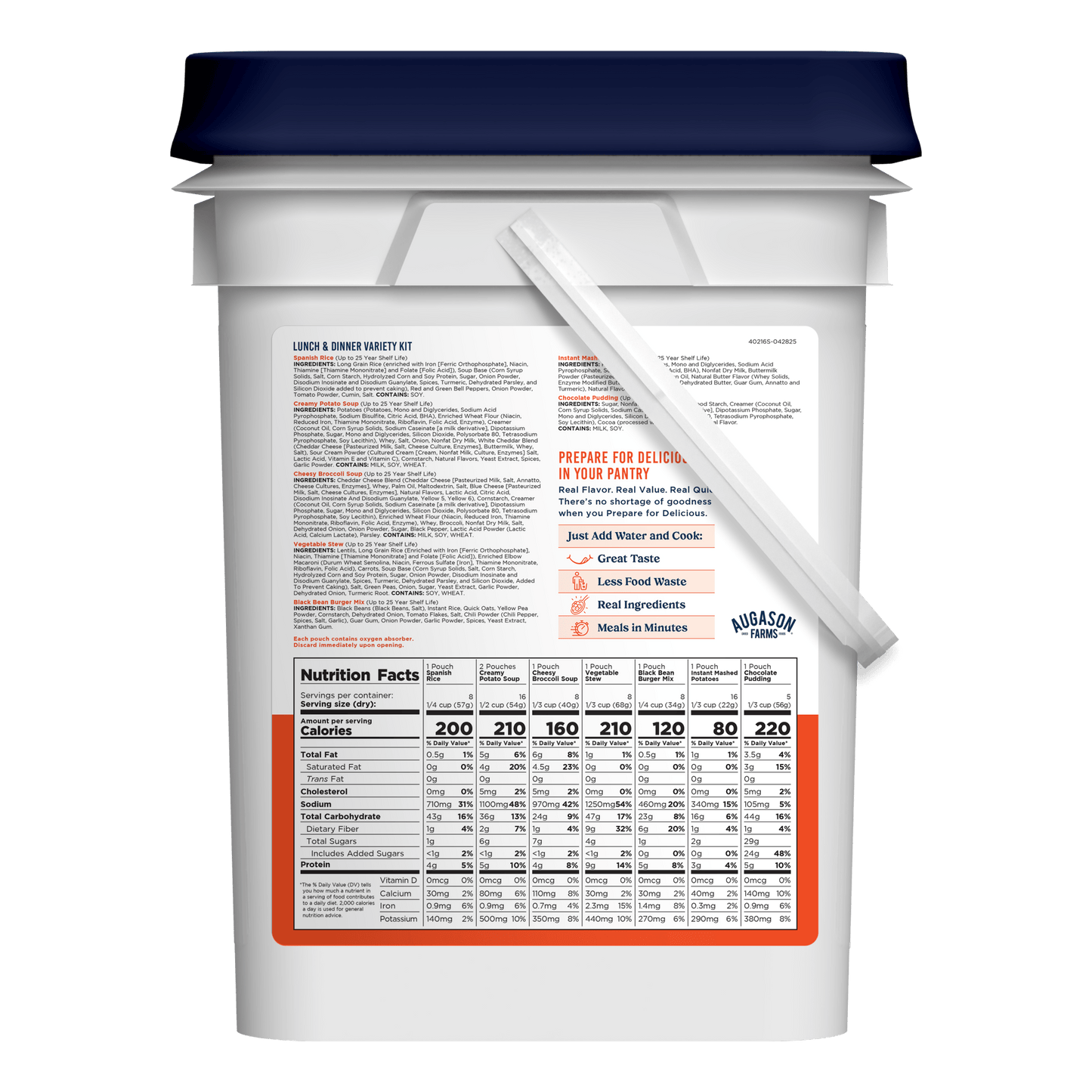 Lunch and Dinner Variety Pail, 122 Servings